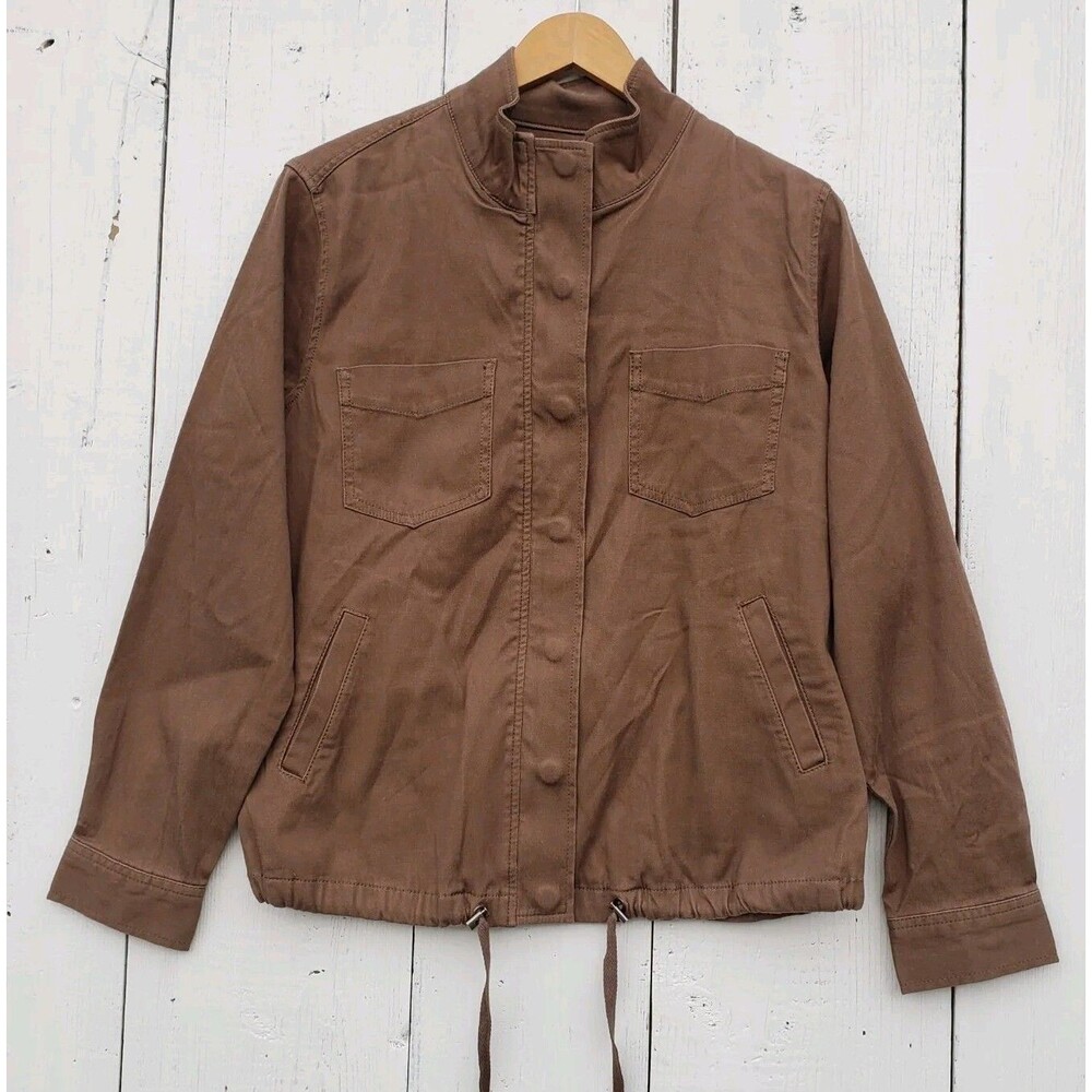 LIVERPOOL Women's Cinch Waist Utility Jacket Toffee Brown Sz M NEW